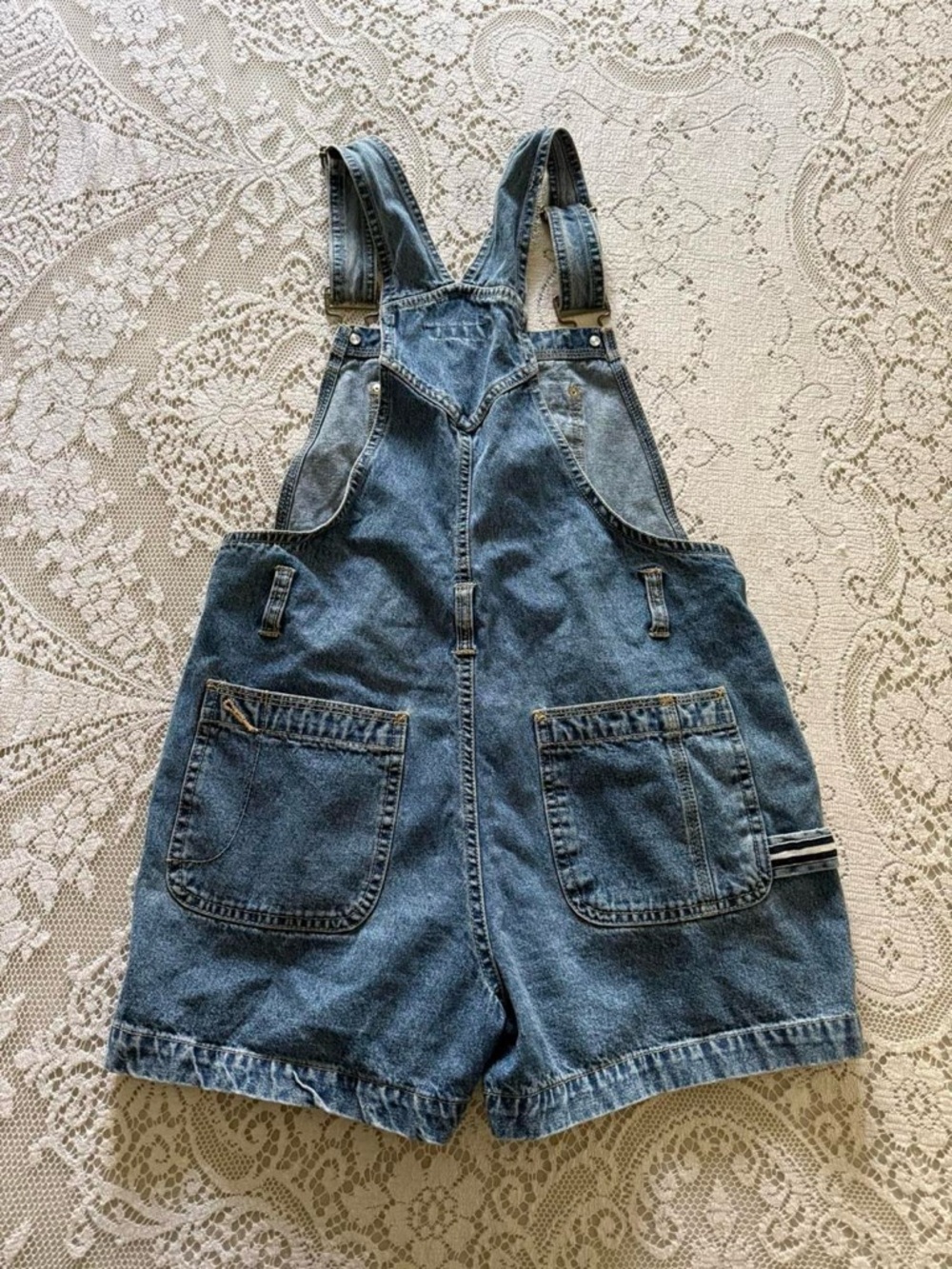 90's sporty grunge denim overalls w athletic style patches - Picture 3 of 4
